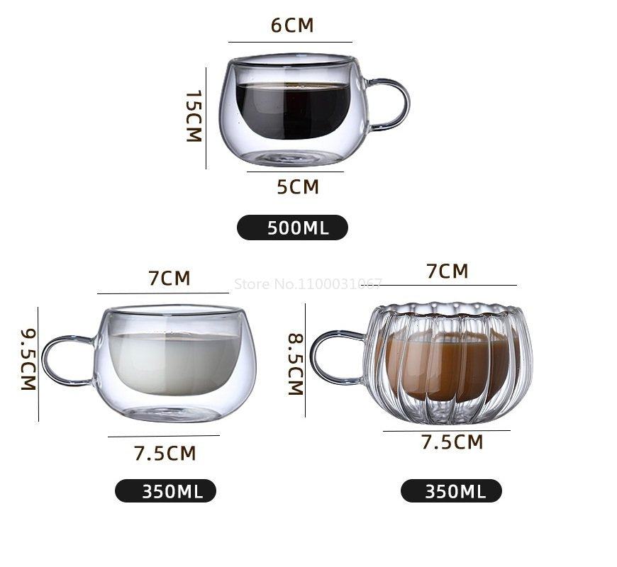 Double Wall High Borosilicate Glass Mug Heat Resistant Handle Coffee Milk  Juice Water Cup Bar Drinkware Coffeeware Lover Gift - AliExpress