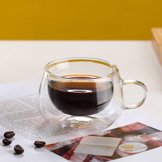 Double Wall High Borosilicate Glass with Handle  Mug Heat Resistant Tea Milk  Juice Coffee Water Cup Bar Drinkware  Creativity